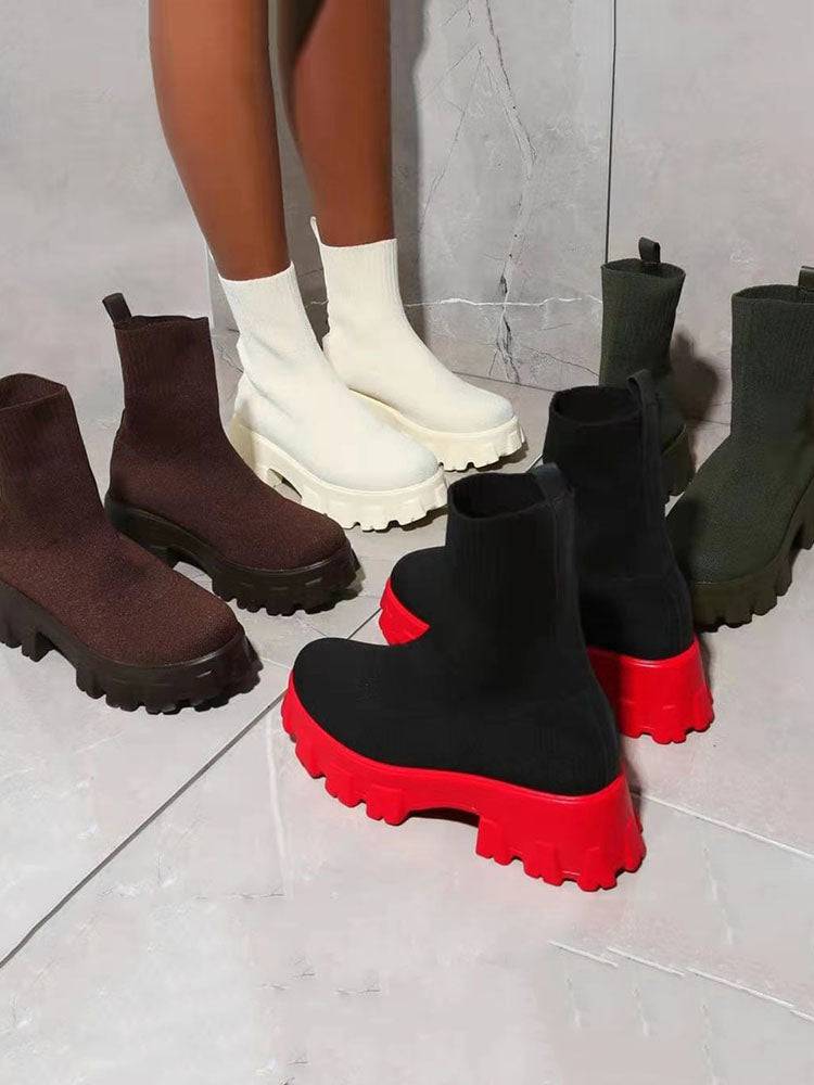 Chunky Sole Socks Boots - ECHOINE