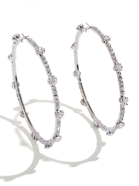 Trendy Circle Rhinestone Earrings - ECHOINE