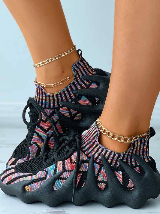 Lace-up Knit Breathable Sneakers - ECHOINE