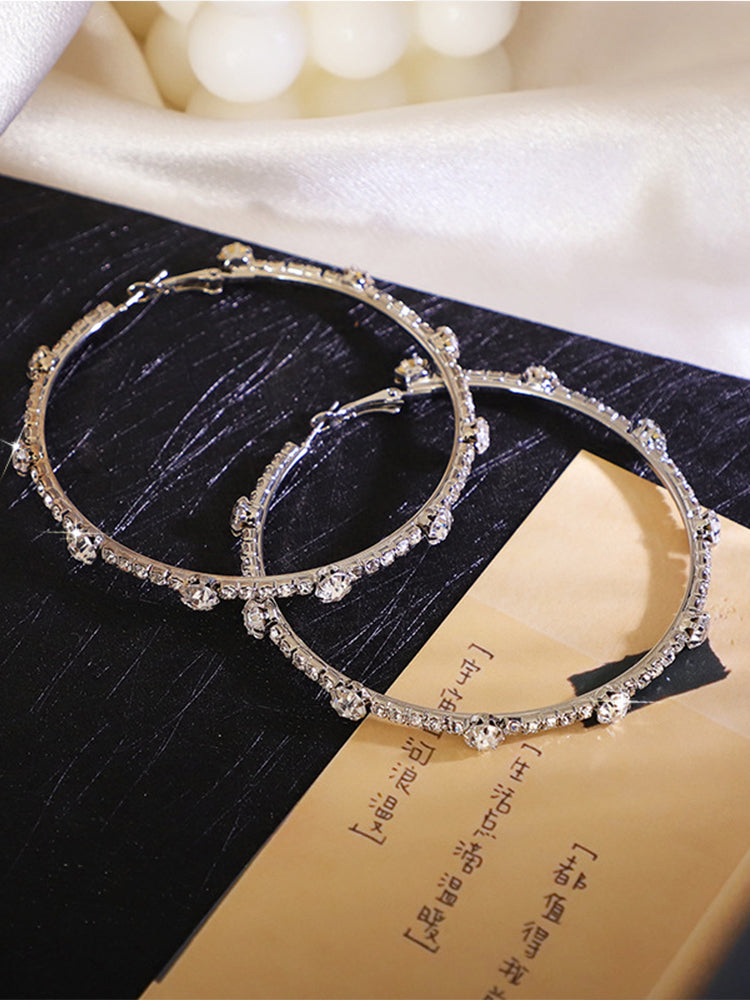 Trendy Circle Rhinestone Earrings - ECHOINE