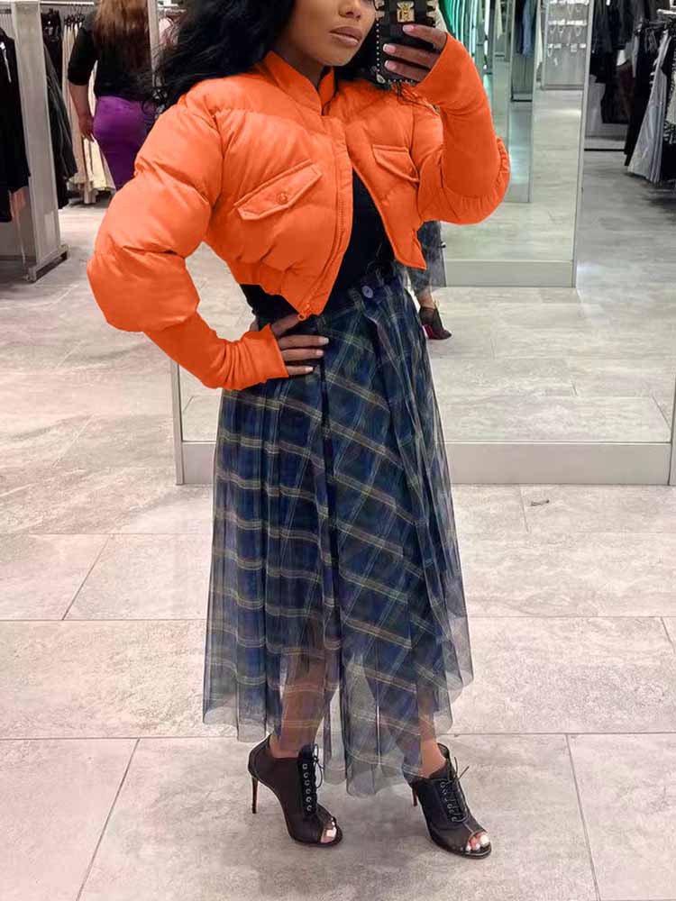 Solid Crop Puffer Jacket - ECHOINE