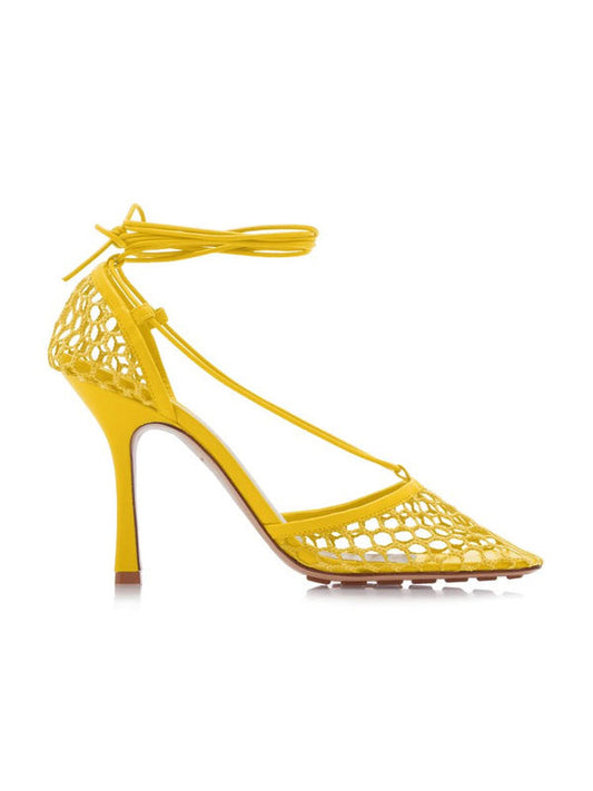 Square Toe Mesh Wrap Sandals - ECHOINE