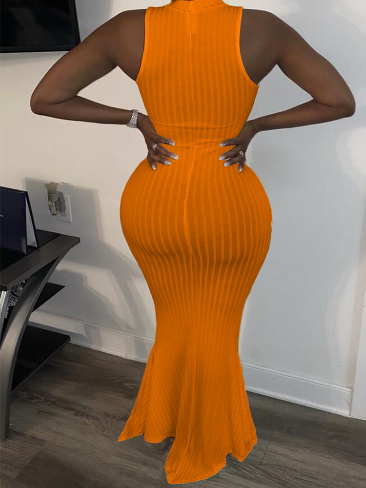 Sleeveless Knit Bodycon Maxi Dress - ECHOINE