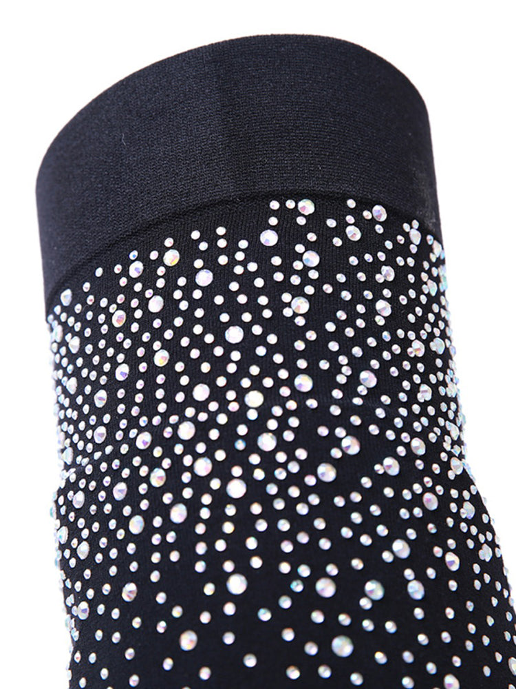 Rhinestone Decor Thigh High Boots - ECHOINE