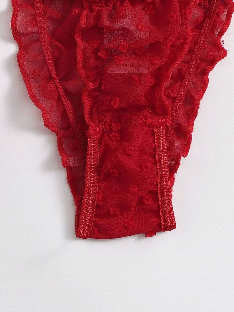 Lettuce Trim Dobby Mesh Tie Side Lingerie Set - ECHOINE