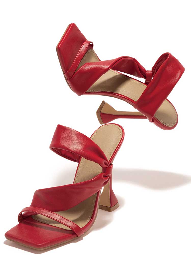 Square Toe PU Sandals - ECHOINE