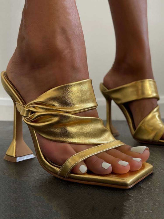 Square Toe PU Sandals - ECHOINE