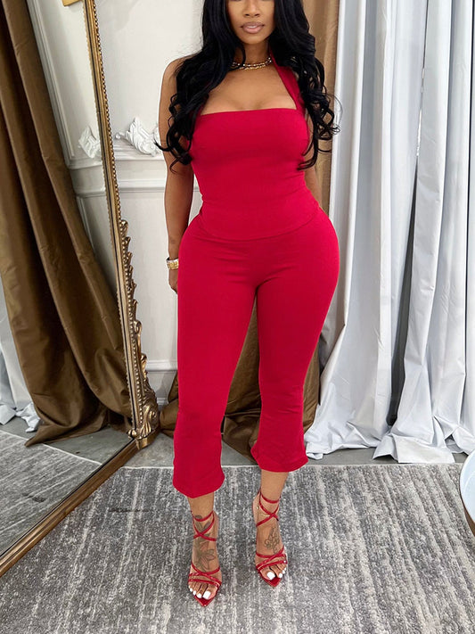 Halter Crop Top & Capri Set