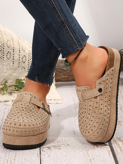 Suede Studded Platform Clogs