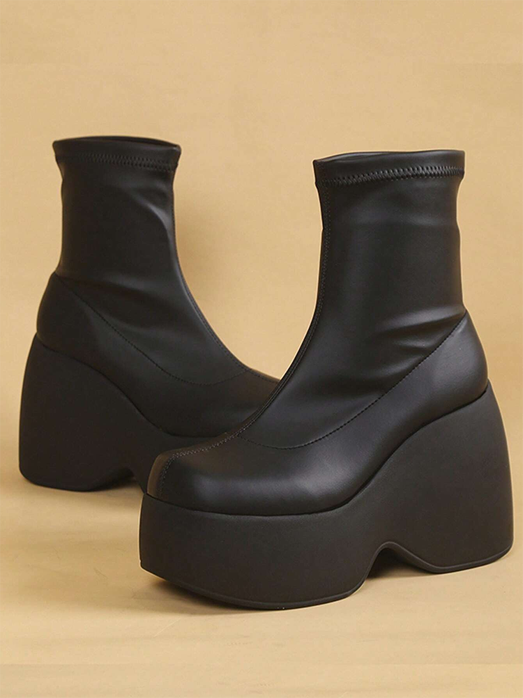 Wedge Heel Platform Boots - ECHOINE