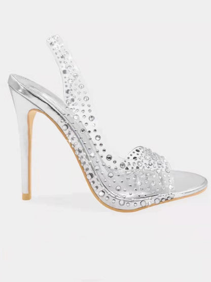 Clear Rhinestone Stiletto Heels - ECHOINE