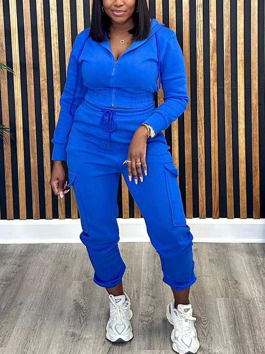 Crop Hoodie Jogger Set - ECHOINE