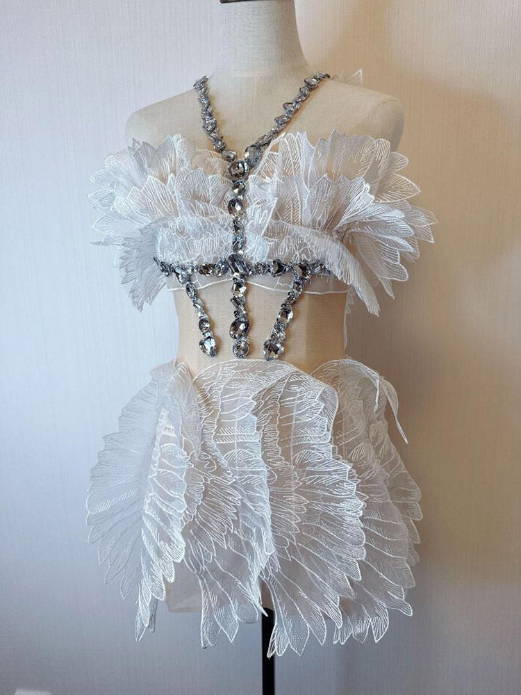 Fairy Mesh Rhinestone Dress - ECHOINE