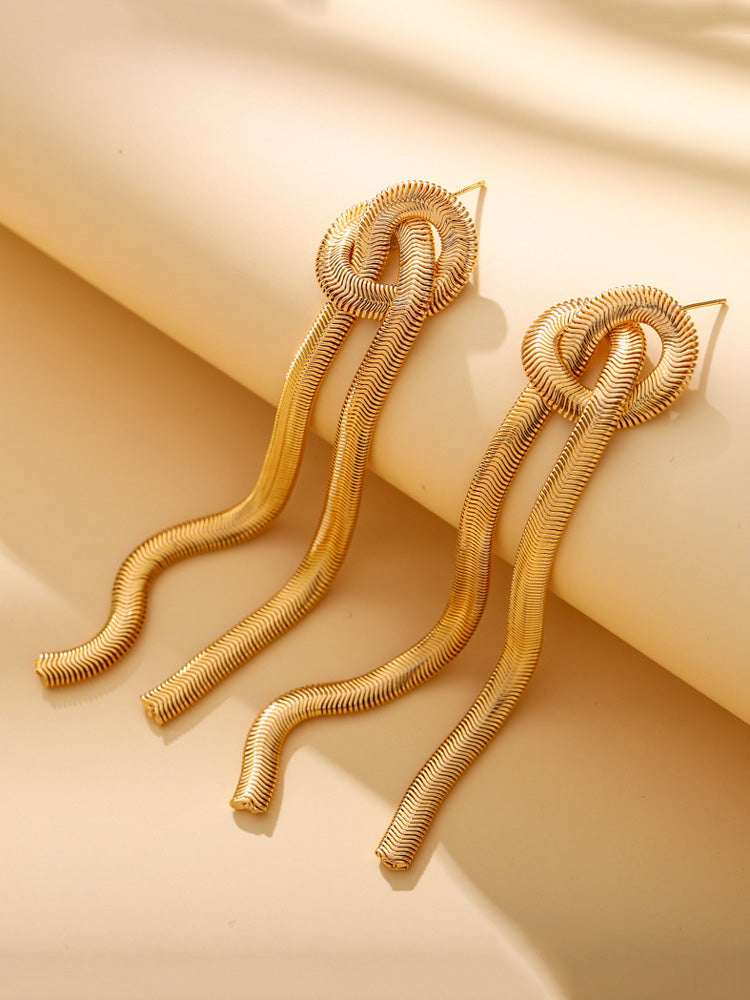 Snake Bone Chain Knot Earrings - ECHOINE