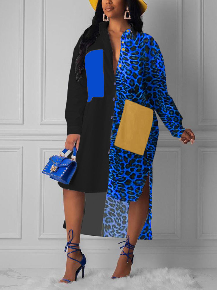 Leopard Button Loose Dress - ECHOINE