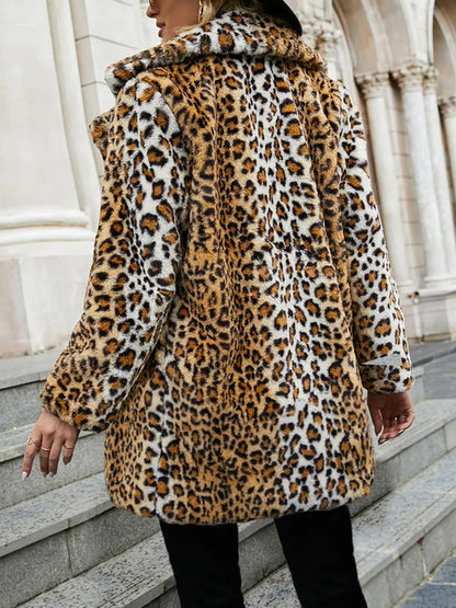 Faux Fur Lapel Leopard Jacket - ECHOINE