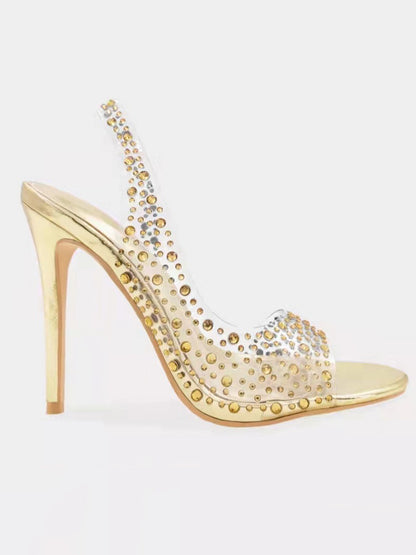 Clear Rhinestone Stiletto Heels - ECHOINE