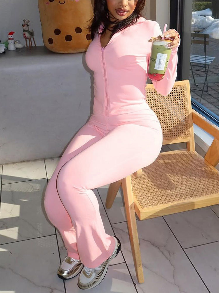 Ensemble veste sculptante et pantalon évasé avec bandeau