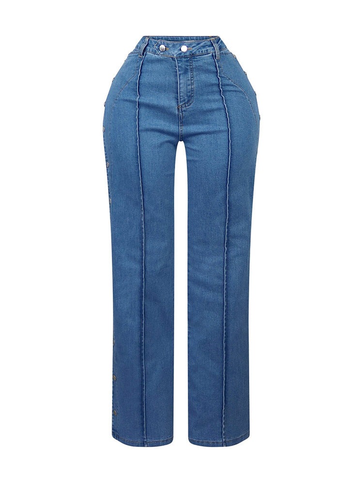 Flare Snap Button Jeans