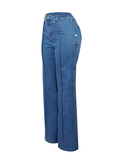 Flare Snap Button Jeans