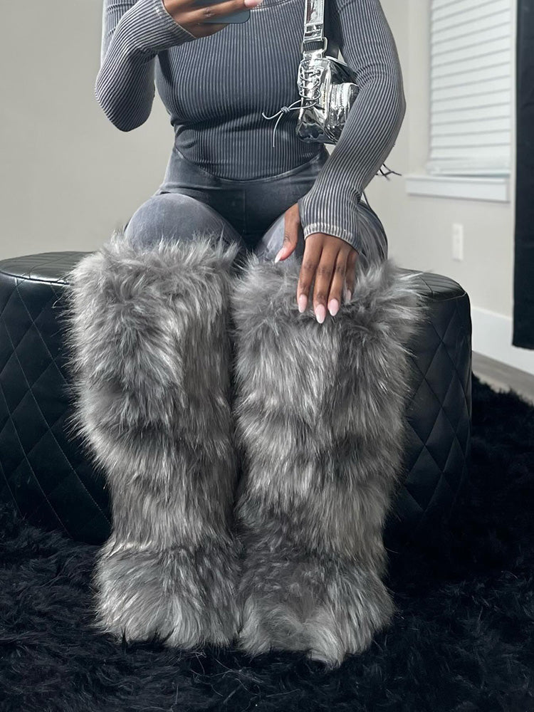 Thigh High Mongolian Fur Boots