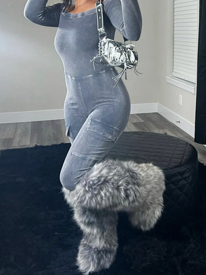 Thigh High Mongolian Fur Boots