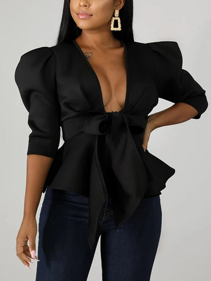 V-Neck Bow Tie Top