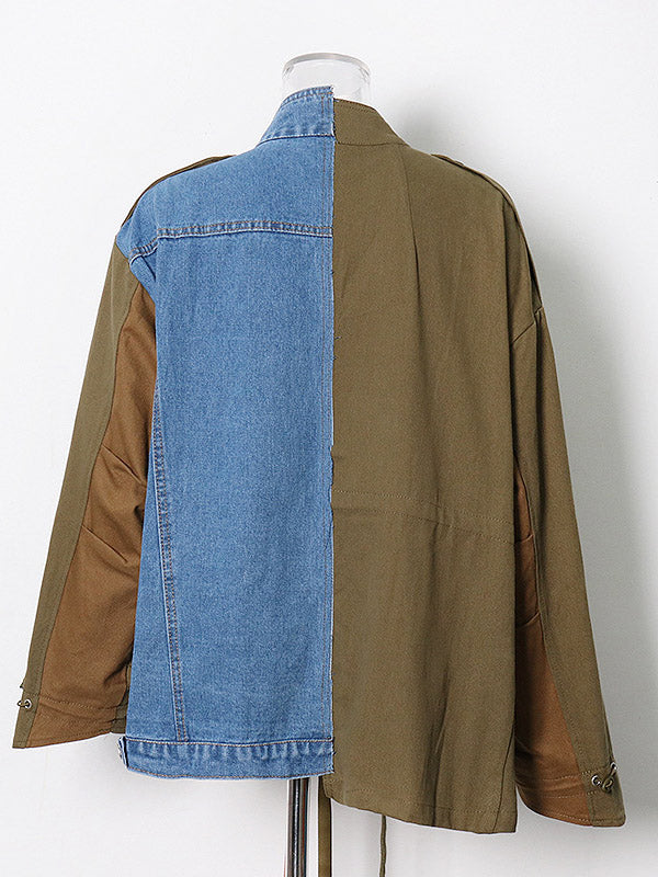 Contrast Denim Jacket - ECHOINE