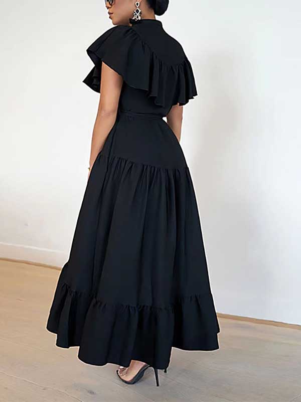 Ruffle Belt Maxi Dress - ECHOINE