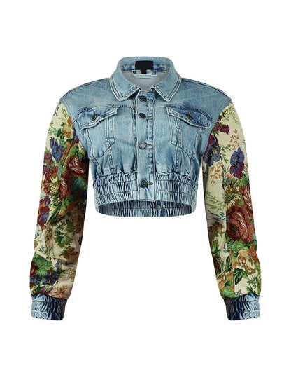 Floral Fusion Contrast Denim Set