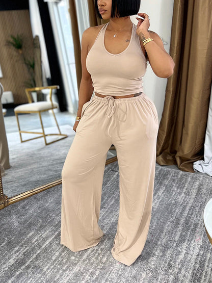 Chill Halter Top & Wide Pants Lounge Set