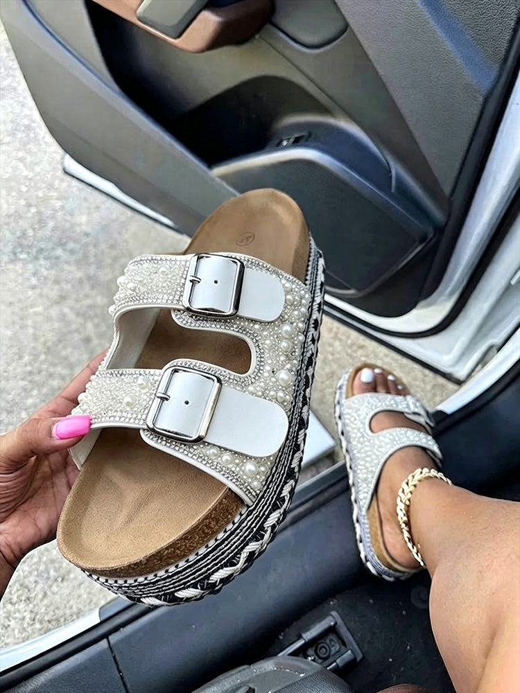 Pearl Double Strap Platform Sandals