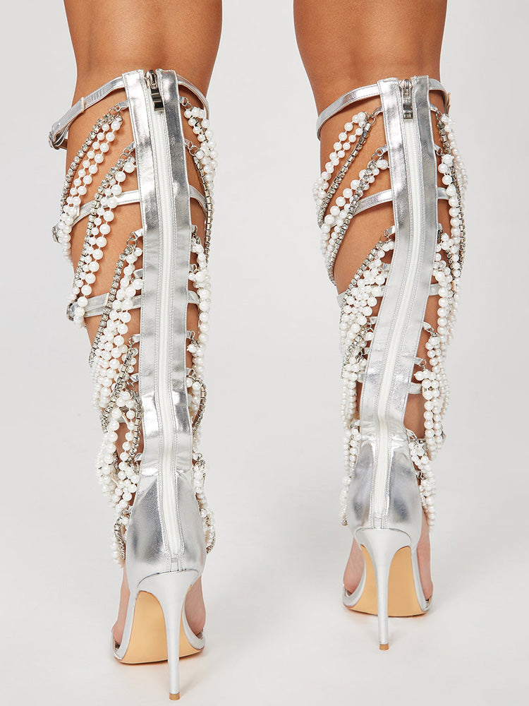 Pearl & Rhinestone Gladiator Sandals