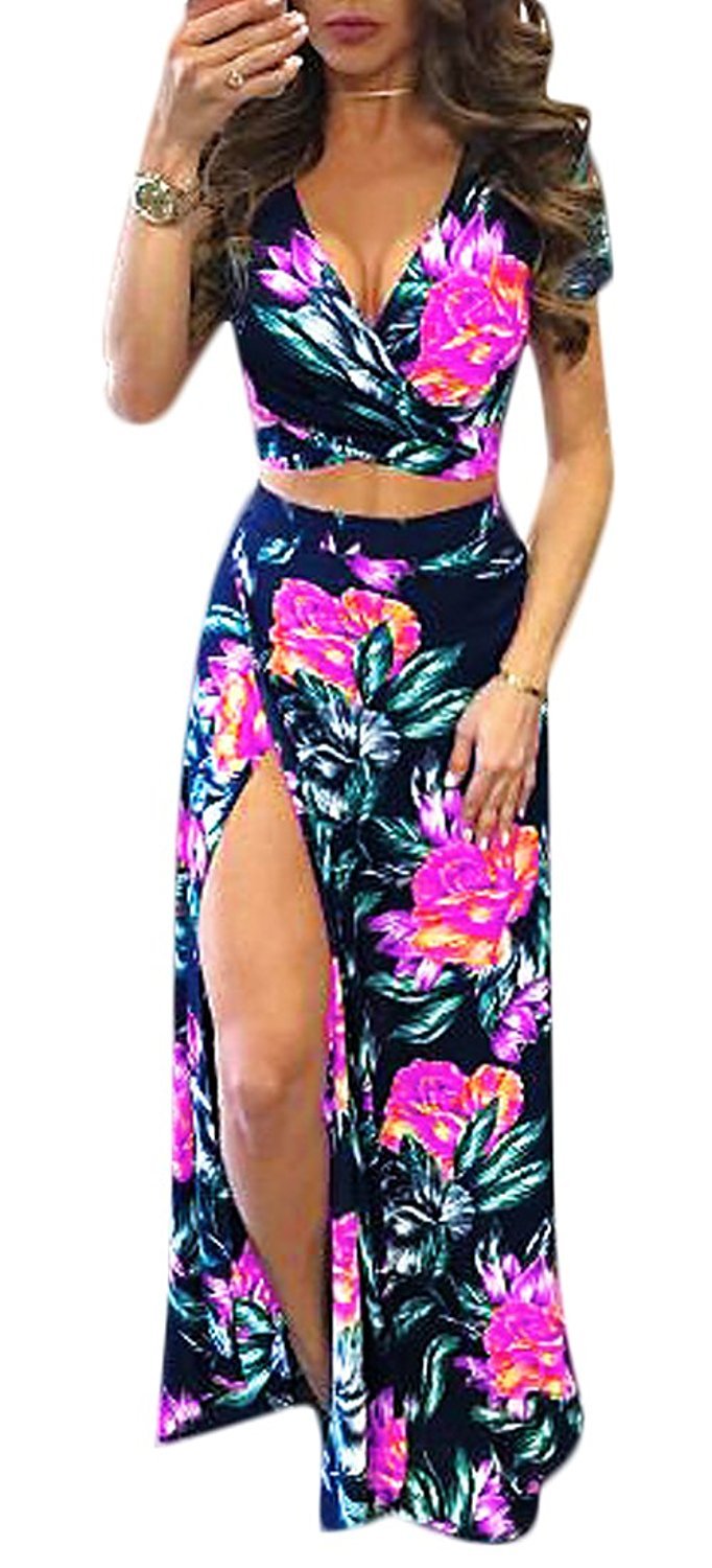 Floral Printed Slit Skirt Set