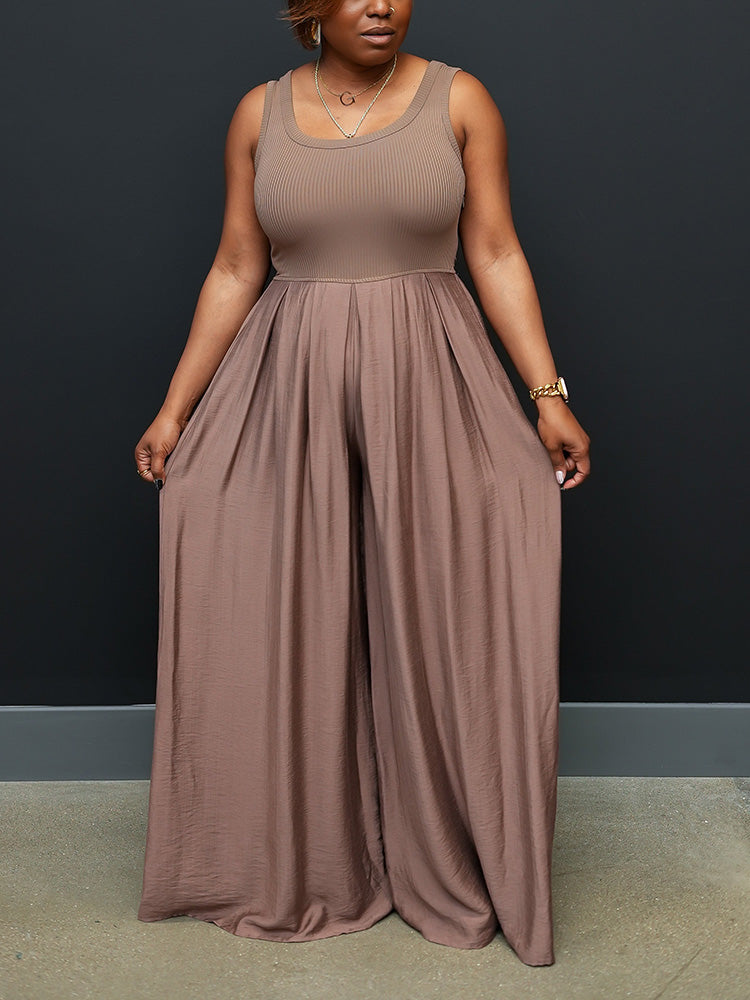 Ribbed Tank Wide-Leg Jumpsuit