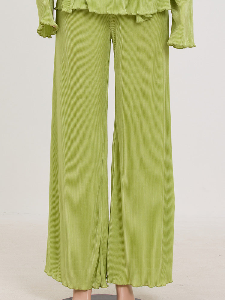 Belted Top Pleated Pants Set