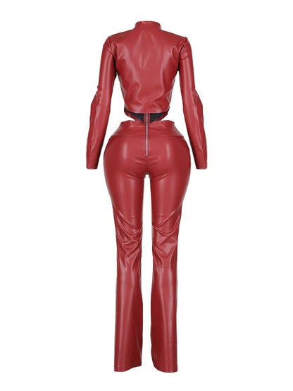 Leather Biker Jacket & Pants Set