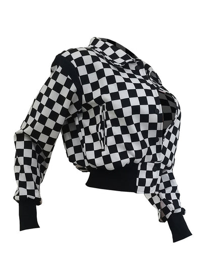 Checkerboard Baseball Jacket - ECHOINE