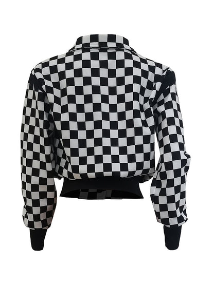 Checkerboard Baseball Jacket - ECHOINE