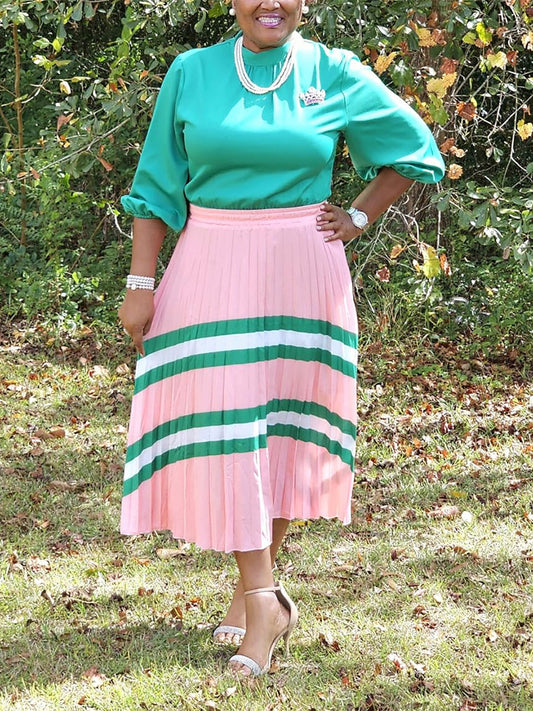 Striped Pleated Skirt