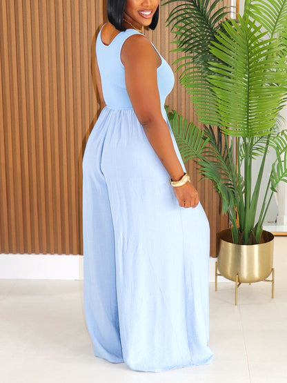Ribbed Tank Wide-Leg Jumpsuit