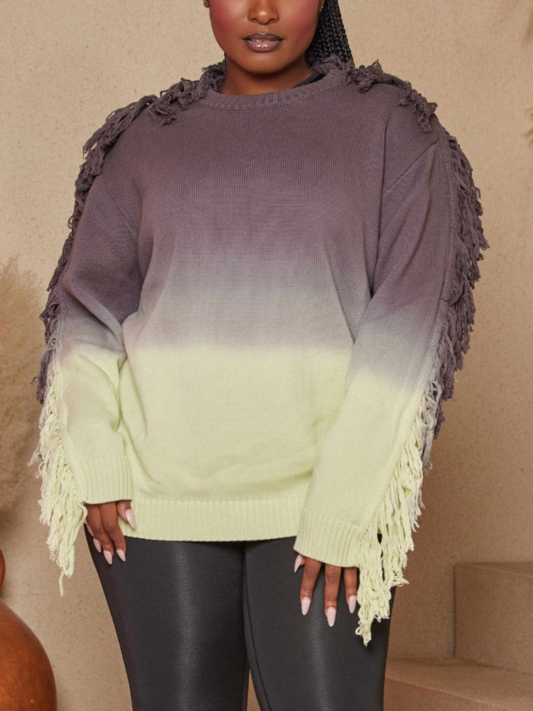 Fringe Gradient Sweater - ECHOINE