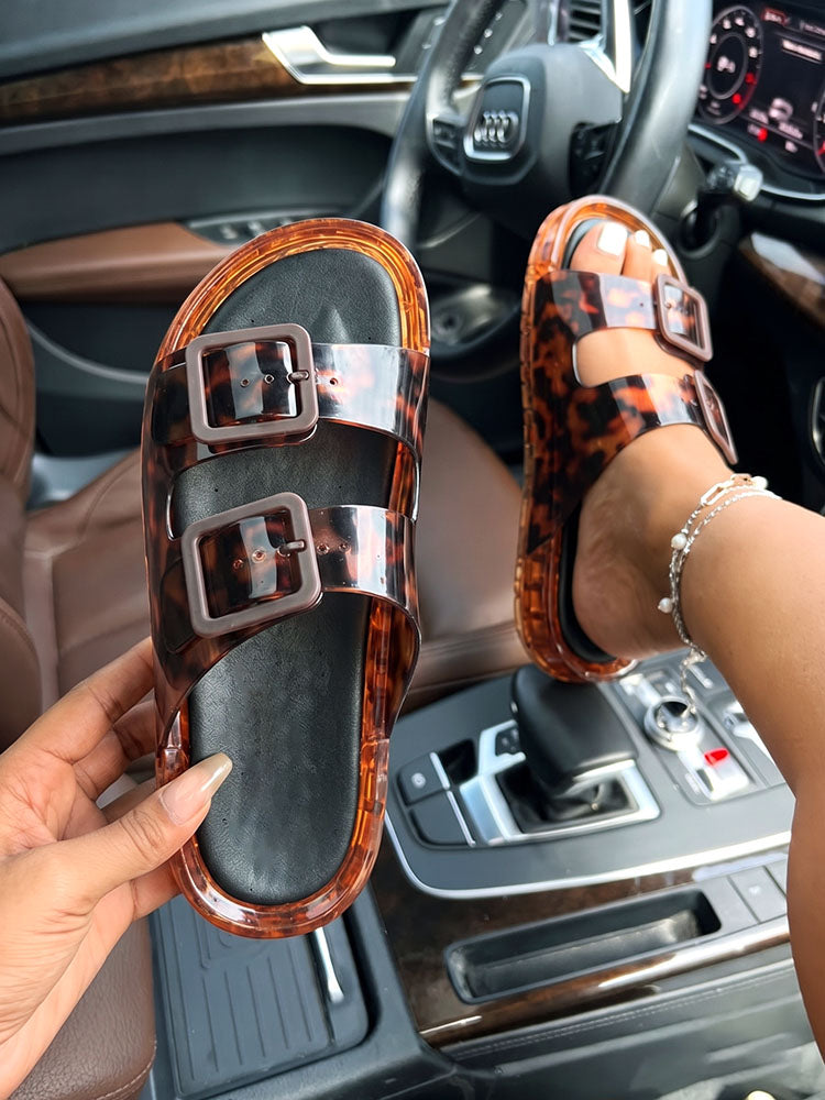 Jelly Double Buckle Strap Sandals
