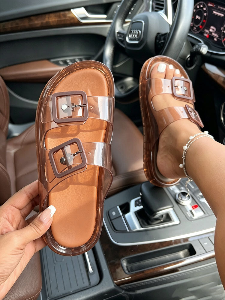 Jelly Double Buckle Strap Sandals