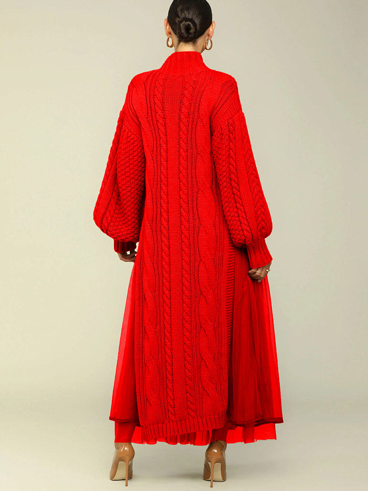Knit Slit Sweater & Tulle Skirt Set - ECHOINE