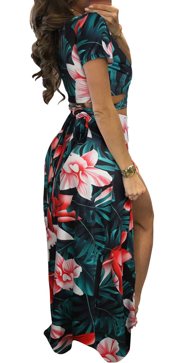 Floral Printed Slit Skirt Set