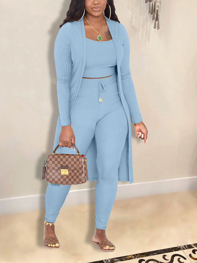 Casual Ribbed 3 Piece Set