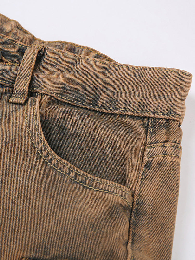 Multi Pockets Vintage Cargo Jeans - ECHOINE