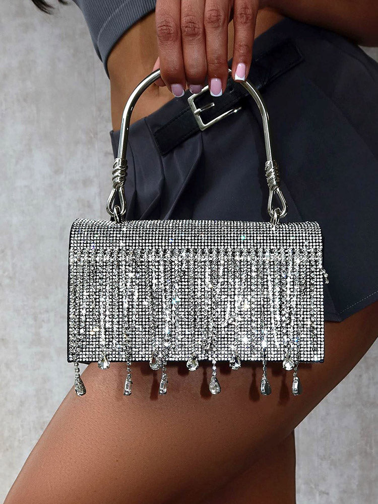 Rhinestone Fringe Clutch - ECHOINE