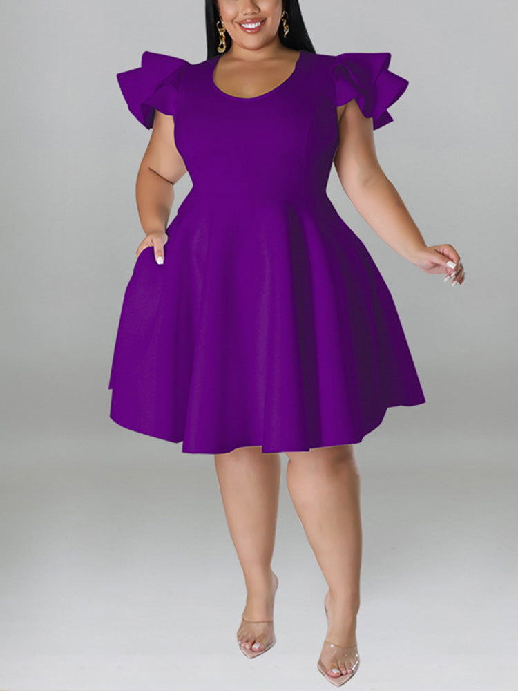 Ruffle Sleeve A-Line Dress - ECHOINE